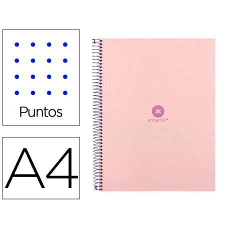 CUADERNO ESPIRAL LIDERPAPEL A4 MICRO ANTARTIK TAPA FORRADA80H 90 GR RAYADO PUNTOS 1 BANDA 4 TALADROS COLOR ROSA