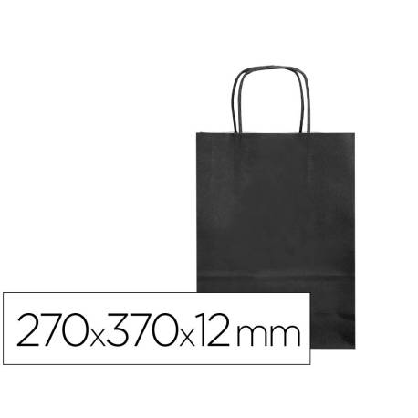 BOLSA PAPEL Q-CONNECT CELULOSA COLOR NEGRO M CON ASA RETORCIDA 270X370X12 MM