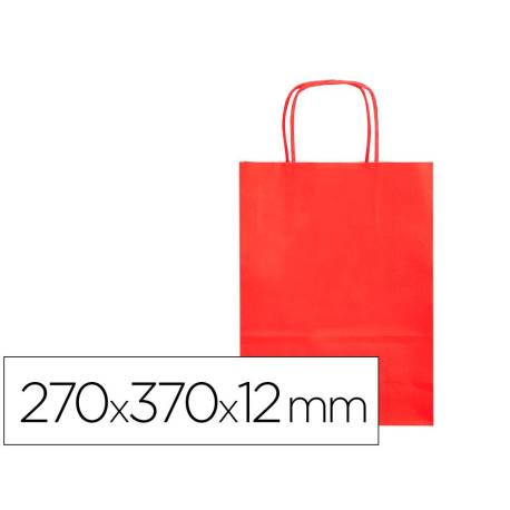 BOLSA PAPEL Q-CONNECT CELULOSA COLOR ROJO M CON ASA RETORCIDA 270X370X12 MM