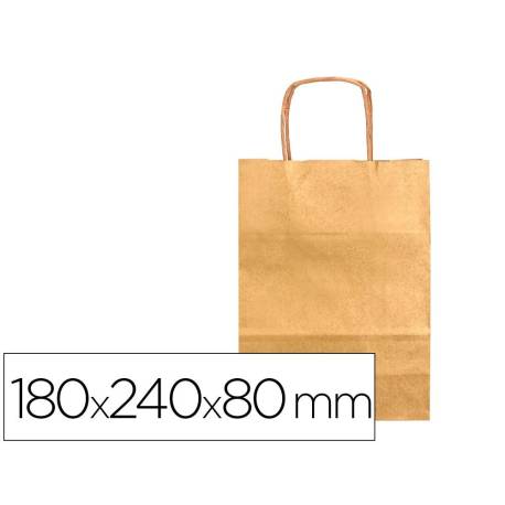 BOLSA PAPEL Q-CONNECT KRAFT COLOR ORO XS CON ASA RETORCIDA 180X240X80 MM