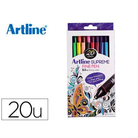 ROTULADOR MARCA ARTLINE SUPREME EPFS200 FINE LINER PUNTA DE FIBRA 0,4 MM BOLSA 20 UNIDADES COLORES SURTIDOS