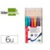 ROTULADOR MARCA LIDERPAPEL EFECTO PURPURINA METALIZADA DOBLE PUNTA CAJA DE 6 ROTULADORES COLORES SURTIDOS