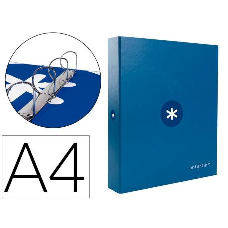 CARPETA 4 ANILLAS 40 MM MIXTAS LIDERPAPEL ANTARTIK DIN A4 AZUL CARTON FORRADO