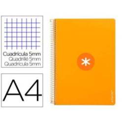 CUADERNO ESPIRAL LIDERPAPEL DIN A4 MICRO ANTARTIK CUADRICULA 5 MM COLOR NARANJA 80H