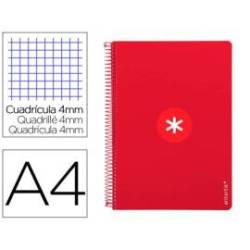 CUADERNO ESPIRAL LIDERPAPEL A4 ANTARTIK TAPA DURA 80H 90GR CUADRO 4MM CON MARGEN FRAMBUESA