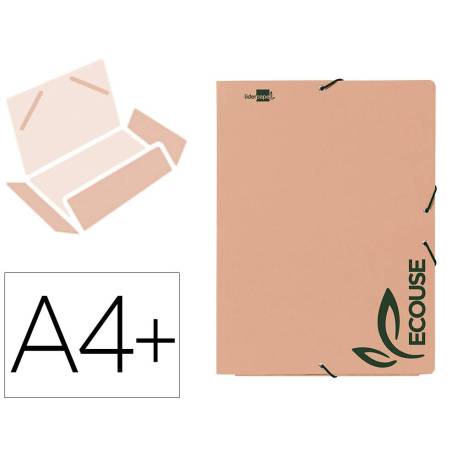 CARPETA MARCA LIDERPAPEL GOMAS DIN A4+ COLOR KRAFT MARRON CARTULINA