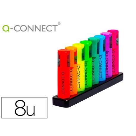 ROTULADOR MARCA Q-CONNECT FLUORESCENTE NEON PUNTA BISELADA ESTUCHE DE SOBREMESA 8 COLORES SURTIDOS