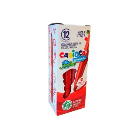 ROTULADOR MARCA CARIOCA JUMBO ROJO PUNTA GRUESA CAJA DE 12 UNIDADES