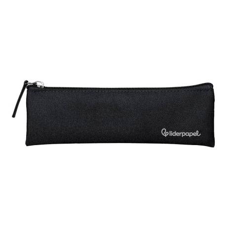 ESTUCHE PORTATODO MARCA LIDERPAPEL PLANO ESTRECHO UNA CREMALLERA 200X60 MM NEGRO