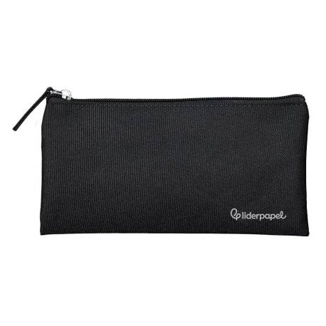 ESTUCHE PORTATODO MARCA LIDERPAPEL PLANO ANCHO UNA CREMALLERA 200X100 MM NEGRO