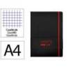 CUADERNO CON GOMILLA ANTARTIK NOTES TAPA DURA DIN A4 HOJAS CUADRICULA NEGRO Y ROJO 100 HOJAS 80 GR FSC