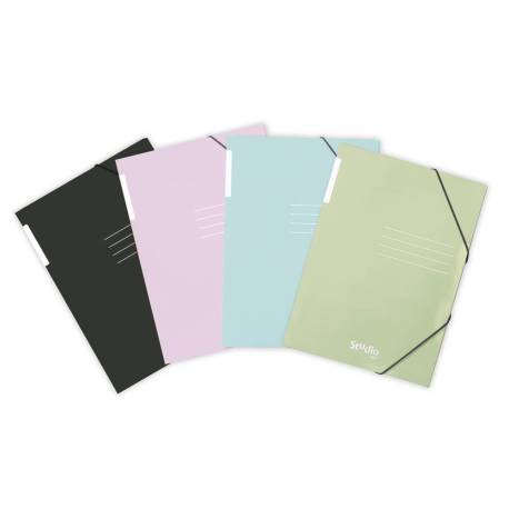 CARPETA CON GOMAS MARCA PARDO TRES SOLAPAS DIN A4 CARTON PASTEL EXPOSITOR DE 24 UNIDADES COLORES SURTIDOS