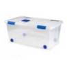 CONTENEDOR PLASTICO MARCA PLASTICFORTE N 7 TRANSPARENTE CON TAPA 61L 73X41X32 CM