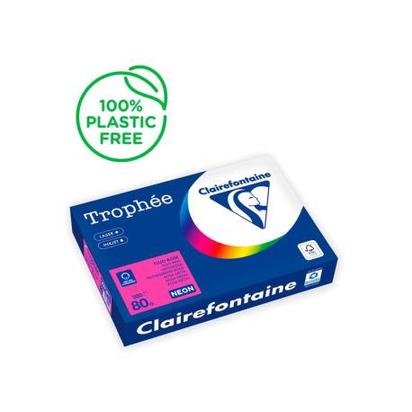 PAPEL COLOR MARCA TROPHEE A4 80GR ROSA NEON PAQUETE DE 500 HOJAS