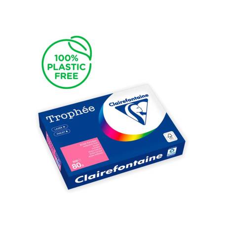 PAPEL COLOR MARCA TROPHEE A4 80GR ROSA FUSCIA INTENSO PAQUETE DE 500 HOJAS