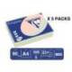 PAPEL COLOR MARCA TROPHEE A4 80GR 5 COLORES SURTIDOS PASTEL PAQUETE DE 500 HOJAS (100 HOJAS X COLOR)