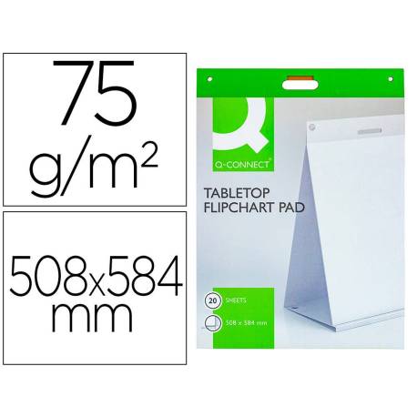BLOC CONGRESO MARCA Q-CONNECT LISO AUTOADHESIVO SOBREMESA 508X584 MM 20 HOJAS PAPEL BLANCO DE 75G/M2 FSC