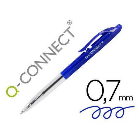 BOLIGRAFO MARCA Q-CONNECT RETRACTIL CON CLIP DISEÑO FINO TINTA ACEITE 0,7 MM COLOR AZUL