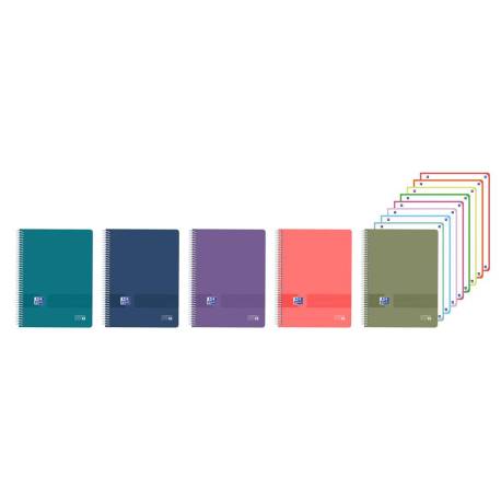 CUADERNO MARCA ESPIRAL OXFORD EUROPEANBOOK 8 LIVE&GO TAPA PLASTICO DIN A4+ 160 HOJAS CUADRO 5 MM COLORES SURTIDOS