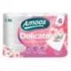 PAPEL HIGIENICO MARCA AMOOS DELICATE 3 CAPAS COLOR BLANCO PAQUETE DE 6 ROLLOS 20 M