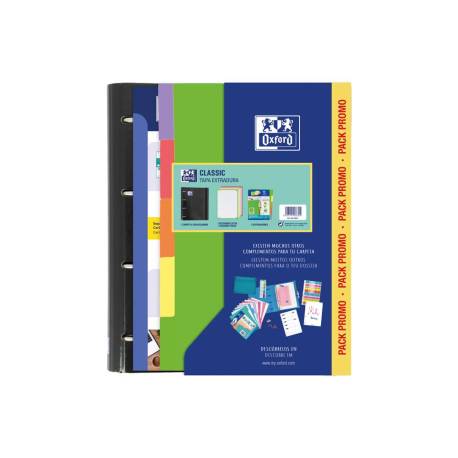 CARPETA CON RECAMBIO MARCA OXFORD EBINDER SCHOOL DIN A4+ 4 ANILLAS 35 MM RECAMBIO 80 H CUADRO 5 MM + JUEGO 5