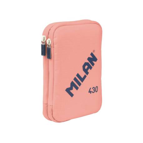 PLUMIER ESCOLAR MARCA MILAN 430 SINCE 1918 DOBLE CON ACCESORIOS COLOR ROSA 195X50X130 MM