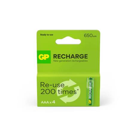 PILA MARCA GP RECARGABLE AAA 650 MAH BLISTER DE 4 UNIDADES