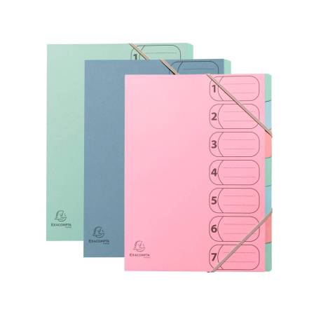 CARPETA CLASIFICADORA MARCA EXACOMPTA AUTENTIK 7 DEPARTAMENTOS DIN A4+ CARTON RECICLADO COLORES SURTIDOS
