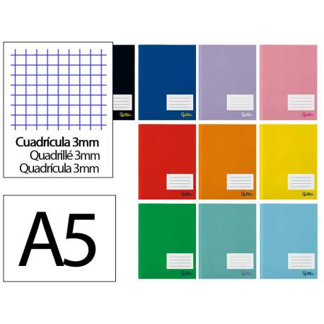 LIBRETA MARCA LIDERPAPEL SMART A5 PLUS 32 HOJAS 75G/M2 CUADRO 3MM CON MARGEN COLORES SURTIDOS