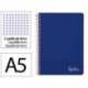CUADERNO ESPIRAL MARCA LIDERPAPEL DIN A5 WITTY TAPA DURA 80H 90GR CUADRO 4MM CON MARGEN COLOR AZUL MARINO