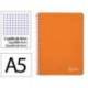 CUADERNO ESPIRAL MARCA LIDERPAPEL DIN A5 WITTY TAPA DURA 80H 90GR CUADRO 4MM CON MARGEN COLOR NARANJA