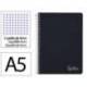 CUADERNO ESPIRAL MARCA LIDERPAPEL DIN A5 WITTY TAPA DURA 80H 90GR CUADRO 4MM CON MARGEN COLOR NEGRO