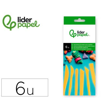 INSTRUMENTOS DE MODELAR MARCA LIDERPAPEL PARA ARCILLA Y PLASTILINA CAJA DE 6 PIEZAS