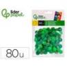 POMPONES DE COLORES MARCA LIDERPAPEL 1,5 CM TONALIDADES VERDES BOLSA CON 80 UNIDADES