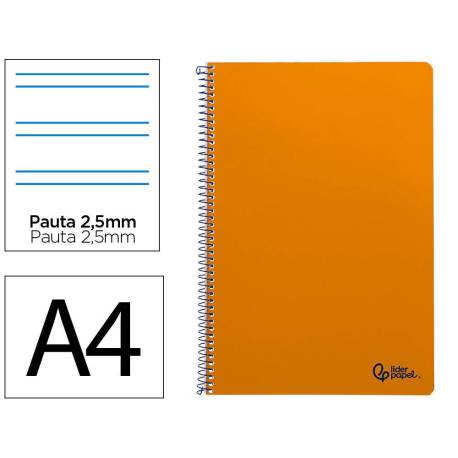 CUADERNO ESPIRAL MARCA LIDERPAPEL DIN A4 SMART TAPA BLANDA 80H 75GR PAUTA 2,5MM CON MARGEN COLOR NARANJA