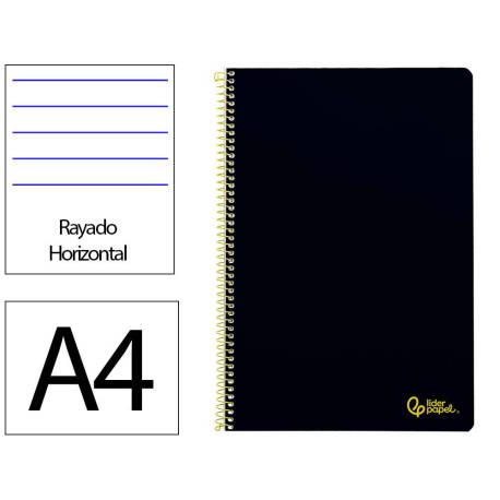 CUADERNO ESPIRAL MARCA LIDERPAPEL DIN A4 SMART TAPA BLANDA 80H 75GR RAYADO HORIZONTAL CON MARGEN COLOR NEGRO