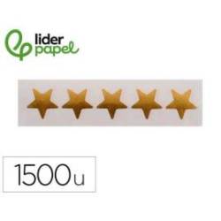 GOMETS MARCA LIDERPAPEL AUTOADHESIVO S ESTRELLAS DORADAS 20 MM 1500 UNIDADES EN CAJA DE CARTON