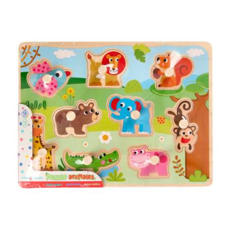 PUZLE INFANTIL MARCA IMAGINOVO MADERA ANIMALES +18 MESES 9 PIEZAS 30X22,5X1,5CM