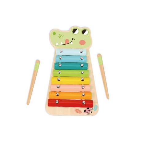 JUEGO INFANTIL MARCA IMAGINOVO MADERA XILOFONO INSTRUMENTO MUSICAL COCODRILO +18 MESES 28X14,8X2,5CM