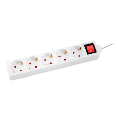 REGLETA MARCA Q-CONNECT 5 TOMAS DE CORRIENTE CON INTERRUPTOR LONGITUD CABLE 1,5 MT COLOR BLANCO
