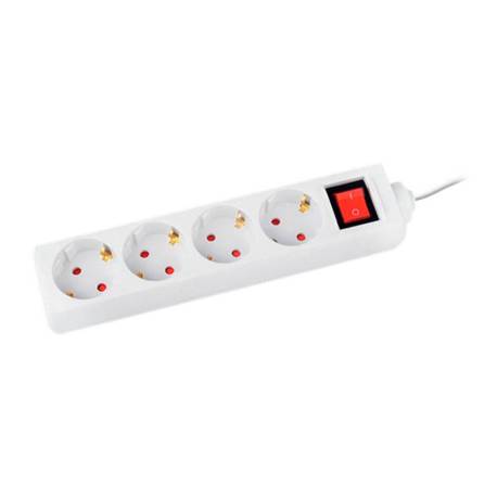 REGLETA MARCA Q-CONNECT 4 TOMAS DE CORRIENTE CON INTERRUPTOR LONGITUD CABLE 1,5 MT COLOR BLANCO