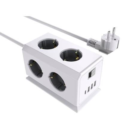 REGLETA MARCA Q-CONNECT ENCHUFE MULTIPLE 10 EN 1 CABLE 1,4 MT 6 TOMAS DE CORRIENTE+3 USB+1 USB TIPO C 140X76X87MM