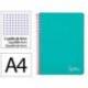 CUADERNO ESPIRAL MARCA LIDERPAPEL DIN A4 WITTY TAPA DURA 80H 90GR CUADRO 4MM CON MARGEN COLOR TURQUESA