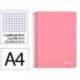 CUADERNO ESPIRAL MARCA LIDERPAPEL DIN A4 WITTY TAPA DURA 80H 90GR CUADRO 4MM CON MARGEN COLOR ROSA