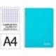 CUADERNO ESPIRAL MARCA LIDERPAPEL DIN A4 WITTY TAPA DURA 80H 90GR CUADRO 4MM CON MARGEN COLOR CELESTE