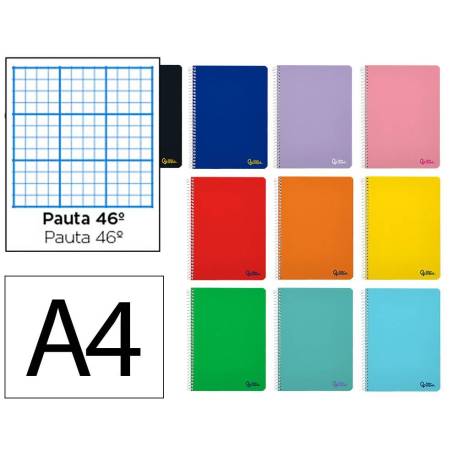 CUADERNO ESPIRAL LIDERPAPEL A4 SMART TAPA BLANDA 80H 75GR RAYADO Nº46 COLORES SURTIDOS "No se pueden elegir"