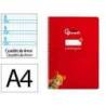 CUADERNO ESPIRAL MARCALIDERPAPEL DIN A4 PAUTAGUIA TAPA DURA 80H 90 GR CUADRO PAUTADO 4MM COLOR ROJO