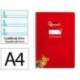 CUADERNO ESPIRAL MARCA LIDERPAPEL DI N A4 PAUTAGUIA TAPA BLANDA 80H 75 GR CUADRO PAUTADO 5MM COLOR ROJO