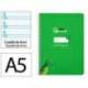 CUADERNO ESPIRAL MARCA LIDERPAPEL DI N A5 PAUTAGUIA TAPA DURA 80H 90 GR CUADRO PAUTADO 4MM COLOR VERDE