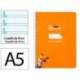 CUADERNO ESPIRAL MARCA LIDERPAPEL DI N A5 PAUTAGUIA TAPA DURA 80H 90 GR CUADRO PAUTADO 4MM COLOR NARANJA